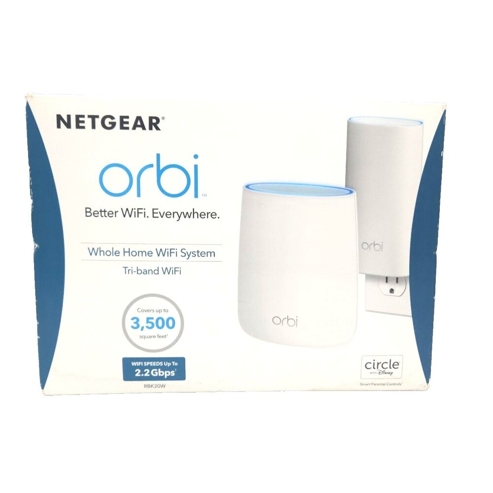 NETGEAR Orbi RBK20W Mesh WiFi System Router & Satellite AC2200 Tri-Band